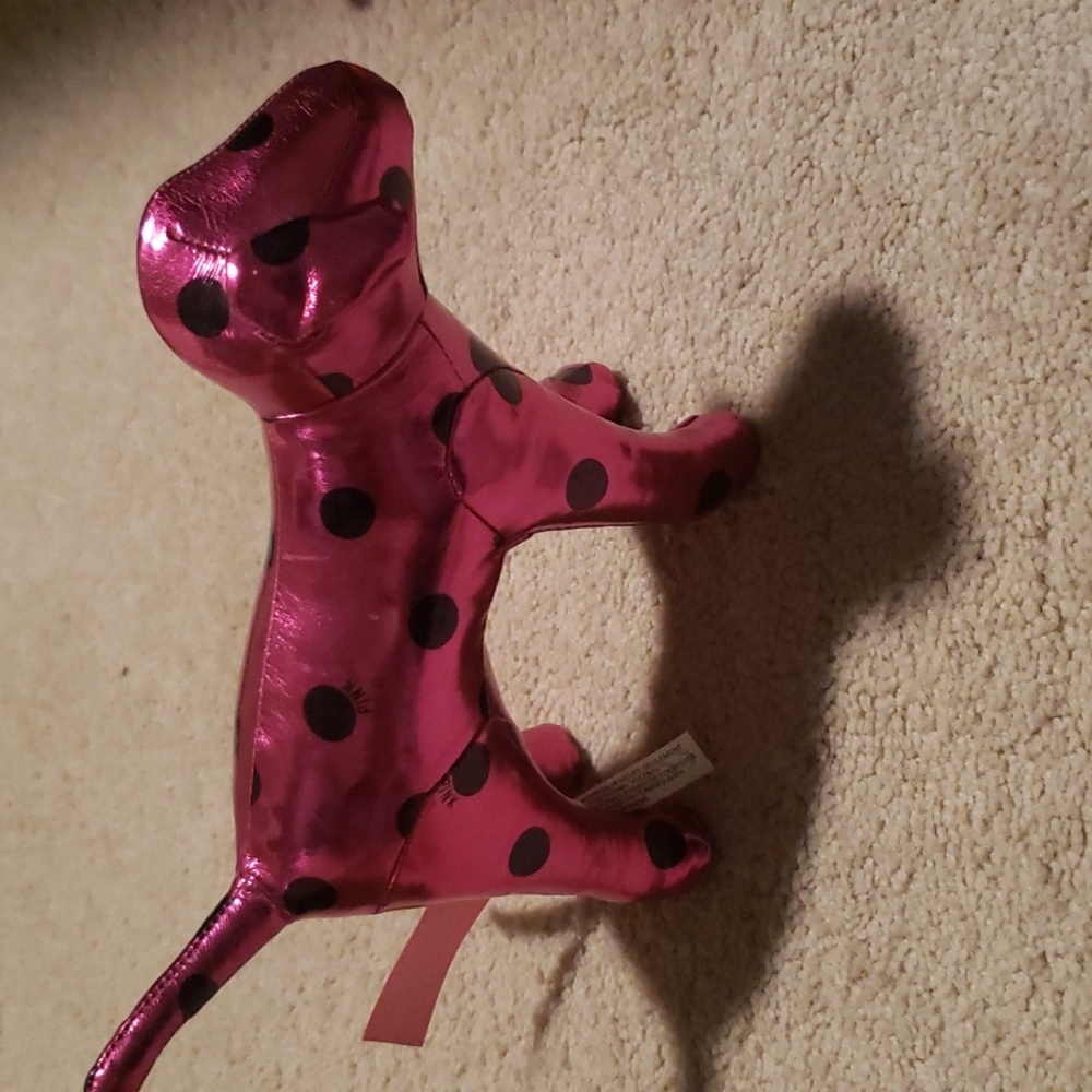 Pink Victoria Secret Dog . Pink Metallic with polka dots